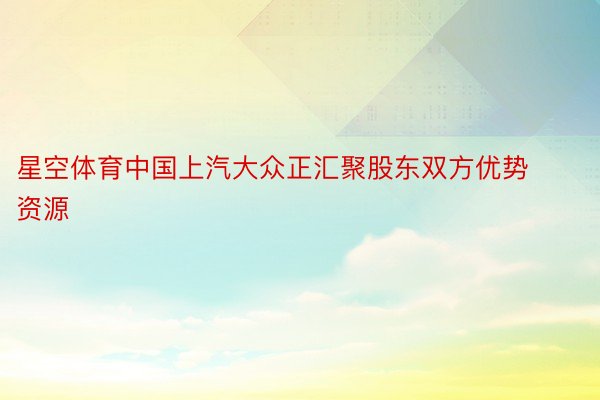 星空体育中国上汽大众正汇聚股东双方优势资源